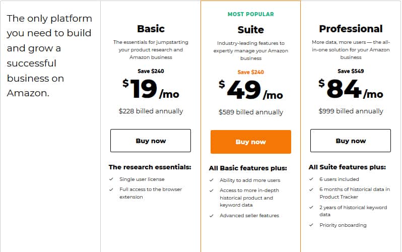 Helium 10 Vs. Jungle Scout 2026: Which One Is The Best? 17 Jungle Scout Pricing