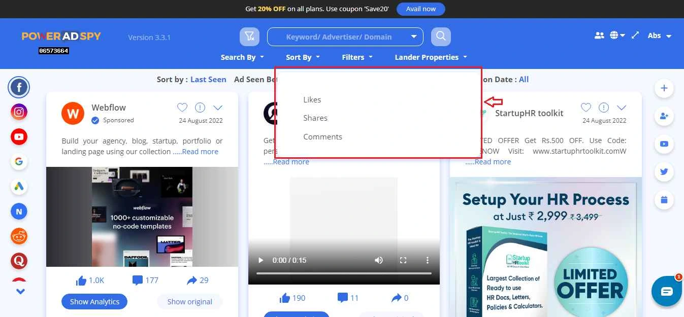 (Updated) PowerAdSpy Review 2026 + Coupon Code (10 Days FREE) 10 PowerAdSpy Sorting