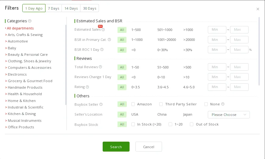 AmzChart Review 2026: Best Amazon BSR Chart Tool (200% ROI) 20 Setting up the filters