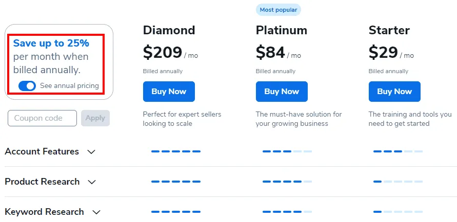 Огляд Helium 10 2026: найкраще програмне забезпечення Amazon (чому 9 зірок) 23 Тарифи Helium 10