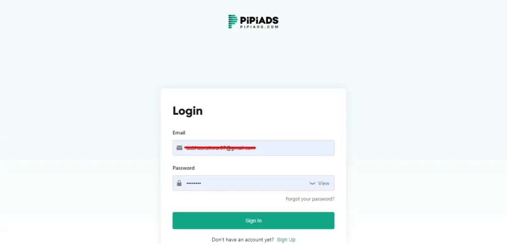 How to Log In to PiPiADS? Getting it Right ✅ 4 PiPiADS Login page