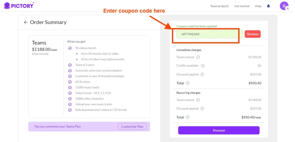 Pictory-prijsplannen 2026: nieuwste plannen met betere aanbiedingen 🤔 4 Pictory Pricing-couponcode