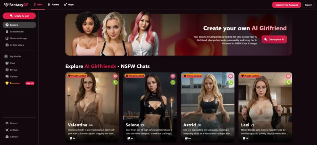 Top 11 AI Girlfriend Websites 2026 → Pixels and Paramours 💘 11 FantasyGF AI