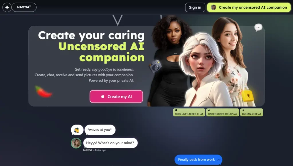 Top 11 AI Girlfriend Websites 2026 → Pixels and Paramours 💘 16 Nastia AI