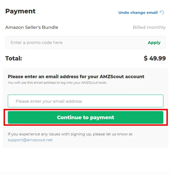 AMZScout Pricing: From $49.99/mo to Lifetime Access 8 AMZ Scout Payment Page