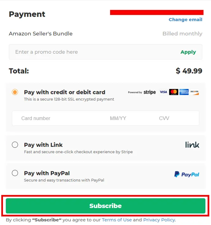 AMZScout Pricing: From $49.99/mo to Lifetime Access 9 AMZ Scout Payment