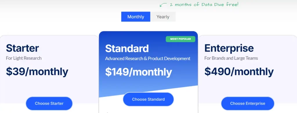 Data Dive Pricing 2026: Plans from $39-$490/Month | 36% Off Code 2 Data Dive Pricing Plan
