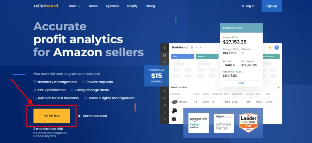 Precios de Sellerboard 2026: ¿Qué plan se adapta a tu presupuesto de Amazon? 5 Prueba gratuita de Sellerboard