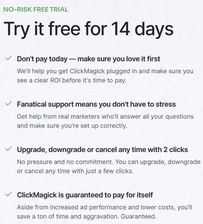 Цены ClickMagick: отслеживание до 1 млн кликов от 79 долл. США в месяц 8 ClickMagick 14-дневная бесплатная пробная версия