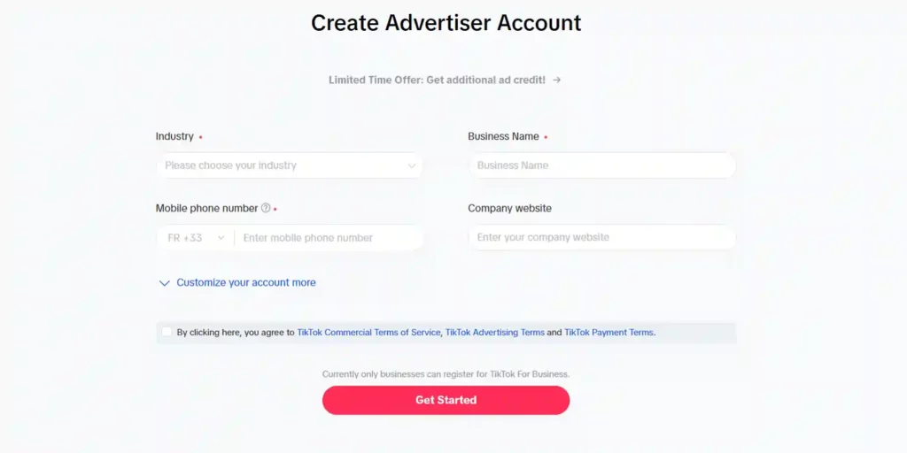 TikTok Für Business-Coupons: Erhalten Sie $6000 in Ad Credits 🎉 (2026) 14 Erstellen Sie Ihr neues TikTok Geschäftskonto
