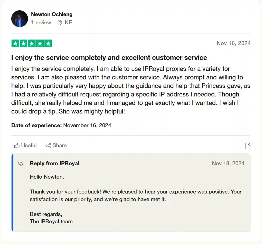 IPRoyal Review 2026: Speed, Features, Pricing - A Full Analysis 13 IPRoyal - Review of Newton Ochieng