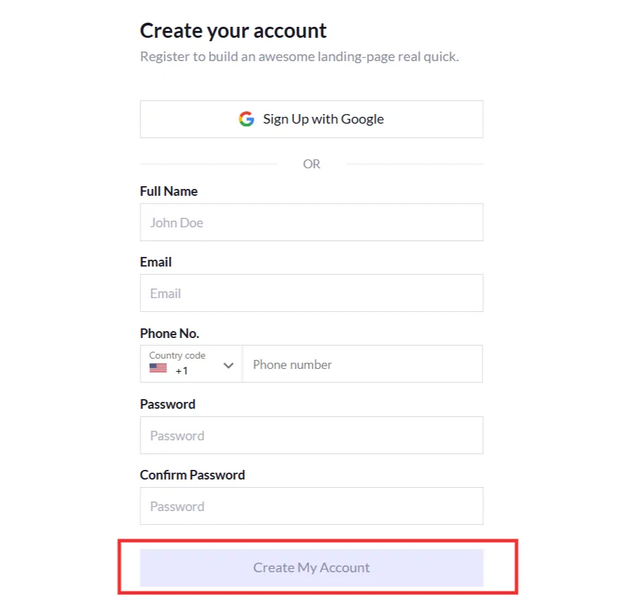 LanderLab Review 2026: Is It the Best Choice for Marketers? 3 LanderLab Account Creation