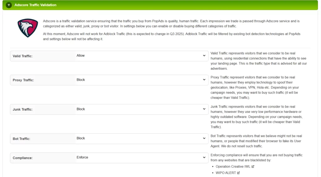 PopAds Review 2026: The Ultimate Guide to Pop-Under Advertising 15 PopAds AdScore Traffic Validation