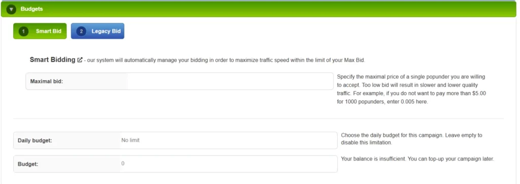 PopAds Review 2026: The Ultimate Guide to Pop-Under Advertising 5 PopAds Budget Settings