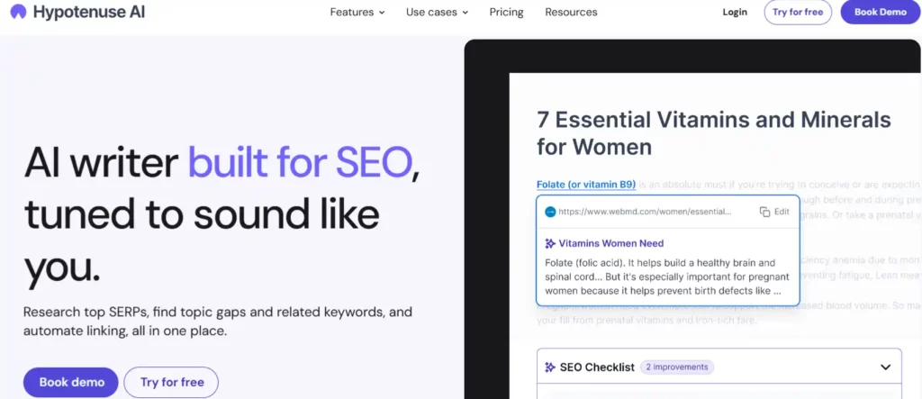 Hypotenuse AI Review: Accelerate Your Writing Process by 5X Today 🚀 8 SEO Blog Writer - Hypotenuse AI