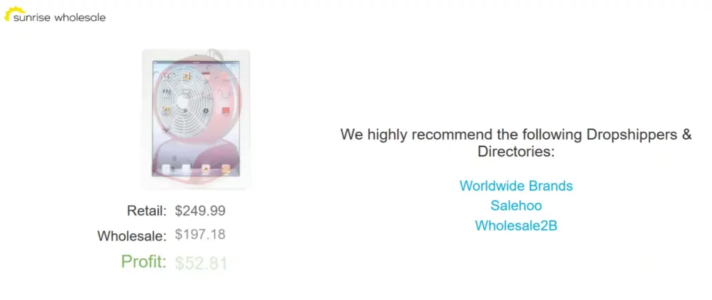 14+ meilleurs fournisseurs de dropshipping pour les affaires en ligne 2026 17 Sunrise Wholesale