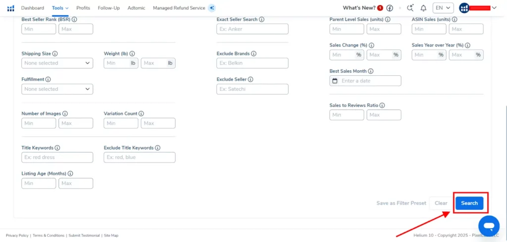 Огляд Helium 10 2026: найкраще програмне забезпечення Amazon (чому 9 зірок) 22 Гелій 10 - Пошук