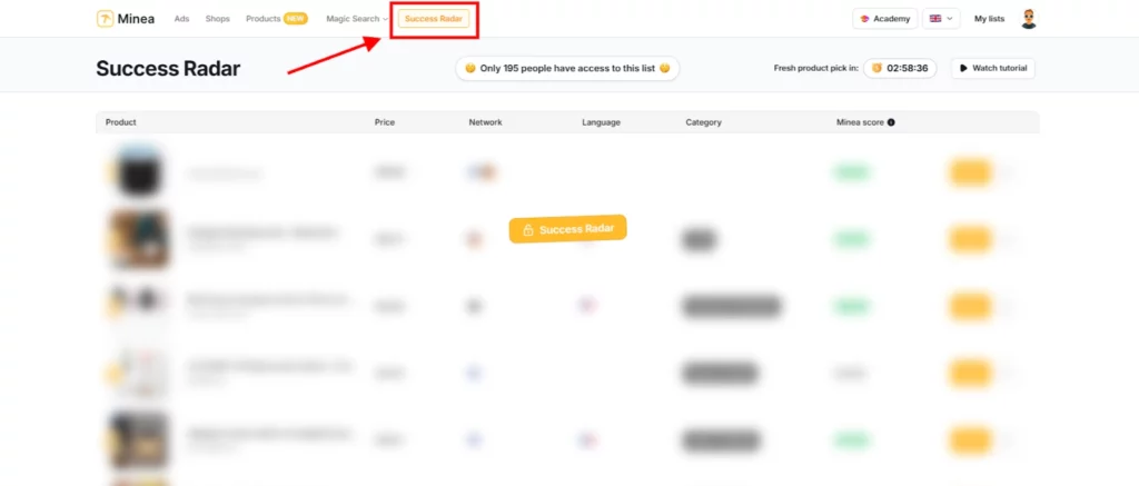 Minea مراجعة: ابحث عن المنتجات الأكثر انتشارًا قبل منافسيك! ١٨ Minea - رادار النجاح