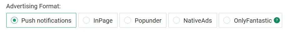 EvaDav Review 2026: #1 Ad Network to Monetize Push Notifications 9 Evadav - Advertising Format Selection