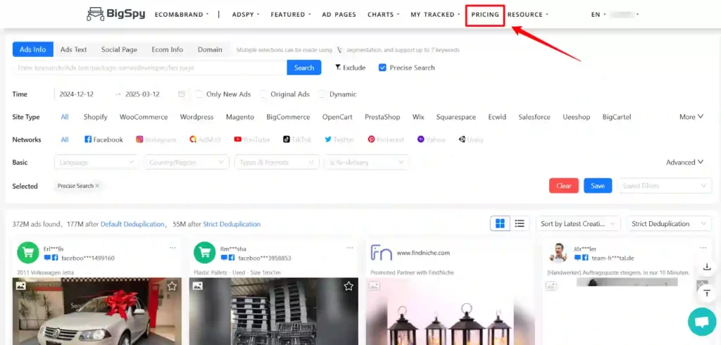BigSpy Free Trial 2026 | $1 Pro Plan + 20% Off Code 8 BigSpy Pricing