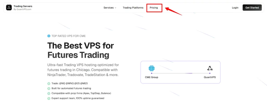 QuantVPS Pricing & Plans: How Much Does It Cost? 6 Click on the Pricing button to Purchase QuantVPS Subscription