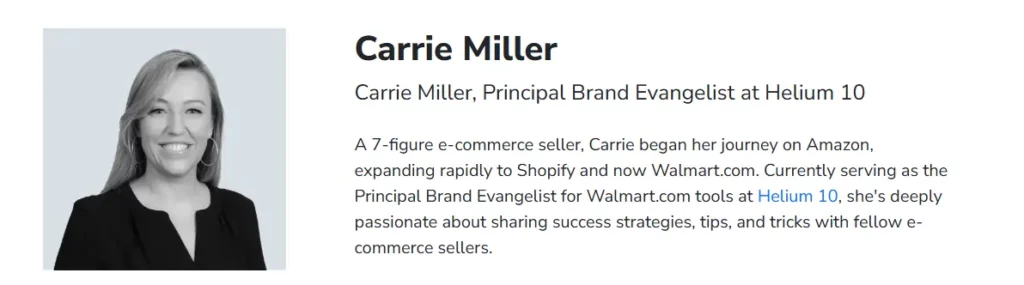 Helium 10 Seller Connect Forum: The Unmatched Hub for Amazon Sellers 10 Experts Behind Helium 10 Forum Success - Carrie Miller