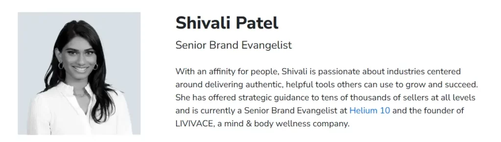 Helium 10 Seller Connect Forum: The Unmatched Hub for Amazon Sellers 9 Experts Behind Helium 10 Forum Success - Shivali Patel