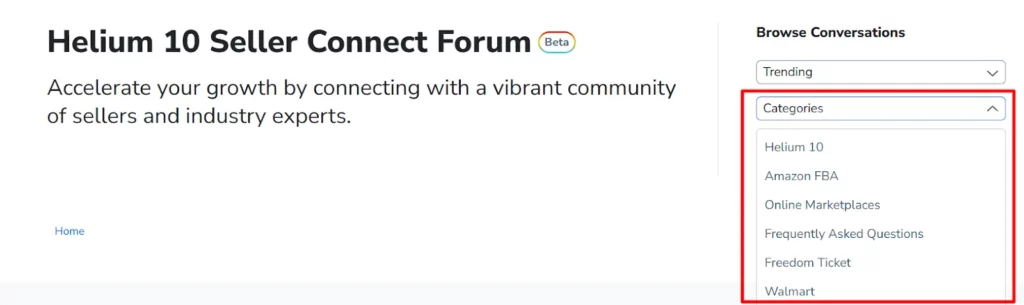 Helium 10 Seller Connect Forum: The Unmatched Hub for Amazon Sellers 7 Helium 10 - Browse categories