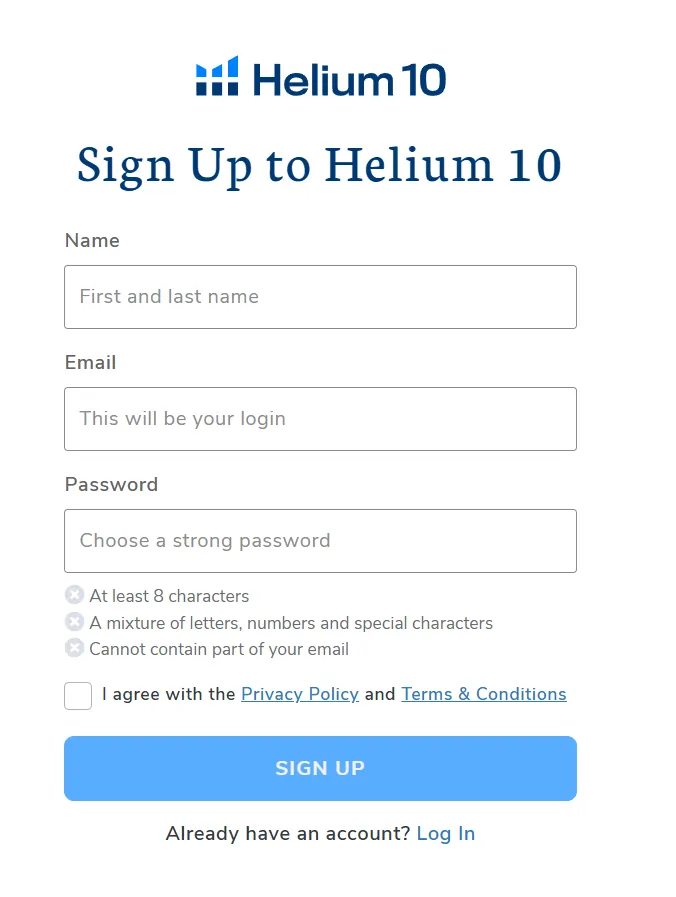 Helium 10 Seller Connect Forum: The Unmatched Hub for Amazon Sellers 5 Helium 10 - Create Account