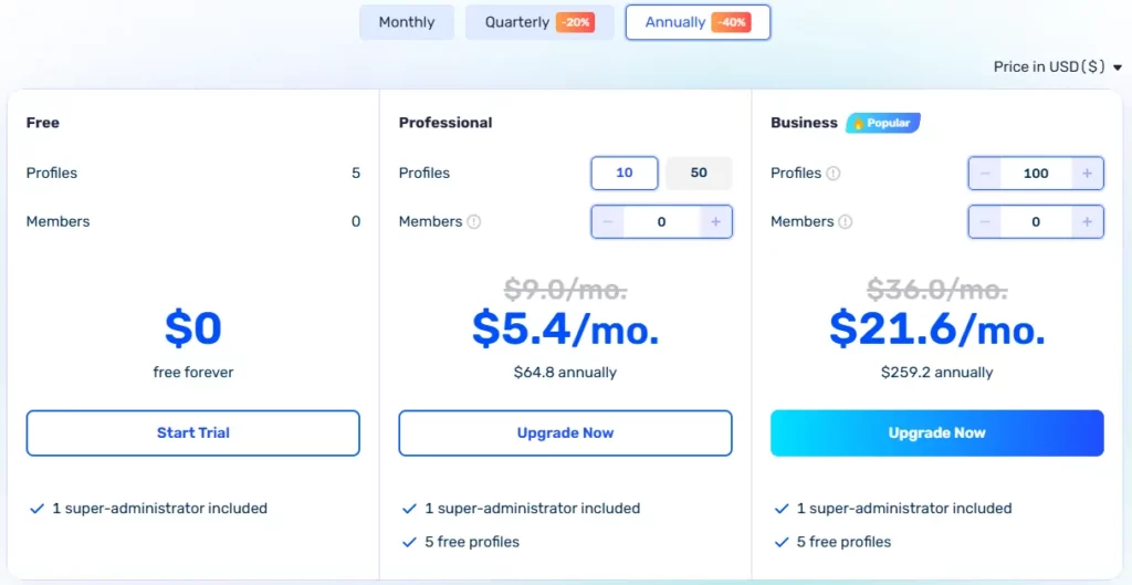 AdsPower vs. Octo Browser: Welcher ist für Vermarkter der Gewinner? 11 Adspower AnzeigenPreise