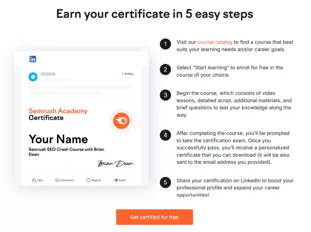 Revue de Semrush Academy : Formation marketing gratuite – Effet de mode ou succès ? 6 Certifications Semrush
