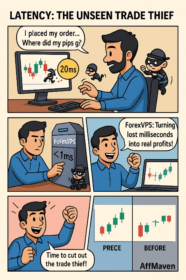 The Critical Role of VPS Latency in Forex Trading Profitability 8 ForexVPS comic