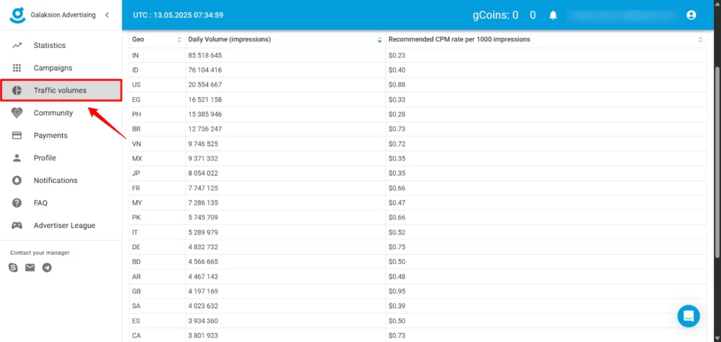 Galaksion مراجعة: أفضل شبكة إعلانات لحملات CPA في عام ٢٠٢٥؟ ٣ Galaksion - أداة تقدير حركة المرور