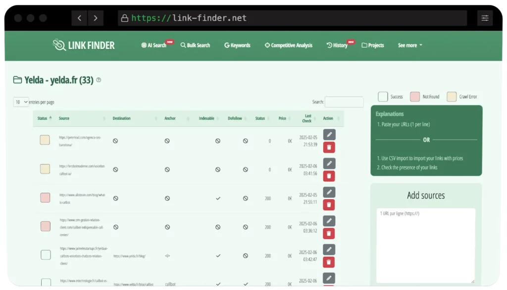 Revue LinkFinder 2026 : l'outil de création de liens indispensable à tout référenceur ? 9 LinkFinder - Surveillance des backlinks