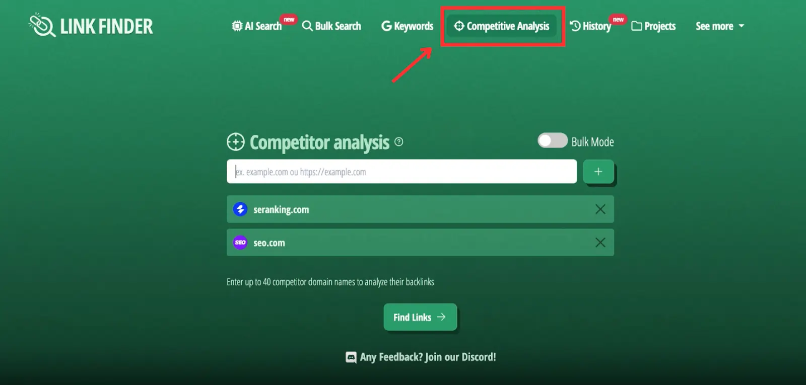 Revue LinkFinder 2026 : l'outil de création de liens indispensable à tout référenceur ? 4 LinkFinder - Analyse de la concurrence