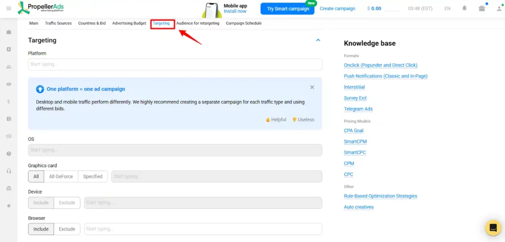 PropellerAds Review: Is This Ad Network a Game-Changer in 2026? 7 PropellerAds - Set Targeting