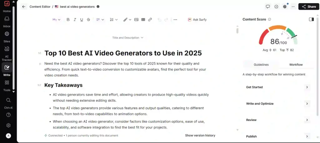 Top 8 SEO Tools That CRUSH Rankings in 2026 (Tested!) 4 Surfer - Content Editor