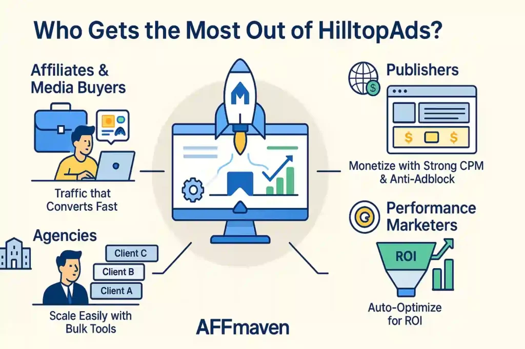 HilltopAds مراجعة ٢٠٢٥: هل هي شبكة الإعلانات الأولى؟ ٥ استعمل HilltopAds