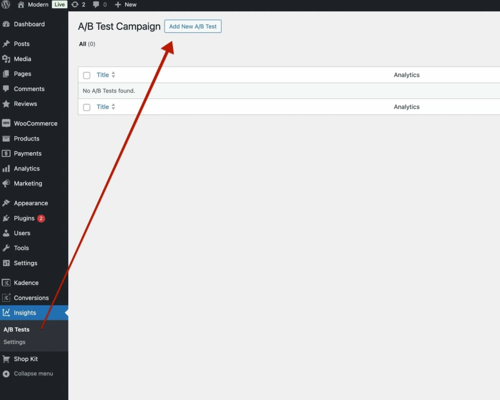A Guide to Building a Fast WooCommerce Store with Kadence WP 11 Addition of New A-B testing Campaign