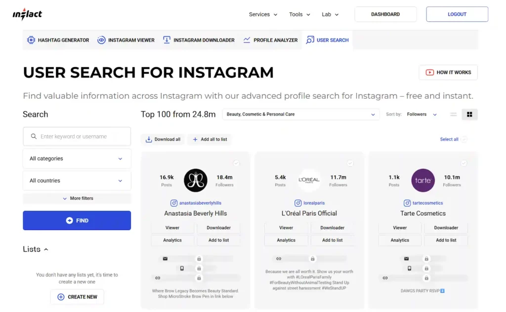 Inflact Review 2026 - Can It Actually Grow Your Instagram? 9 Inflact User Search Tool