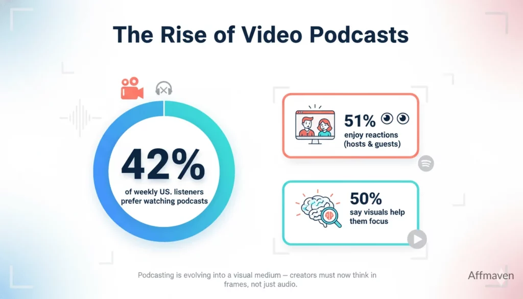 Podcast Statistics 2026: Growth, Revenue & Trends 10 Audience demand for video podcast formats