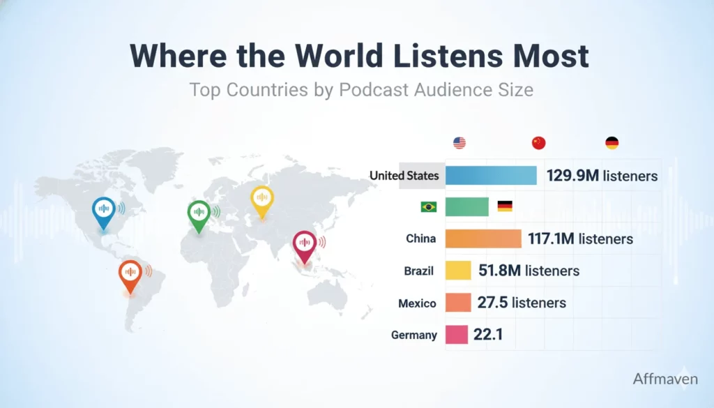 Podcast Statistics 2026: Growth, Revenue & Trends 6 Global podcast audience by country