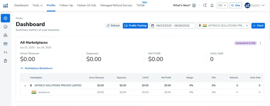 Helium 10 Coupon 2026: Grab 20% OFF for 6 Months (Tested) 14 Helium 10 Profits dashboard