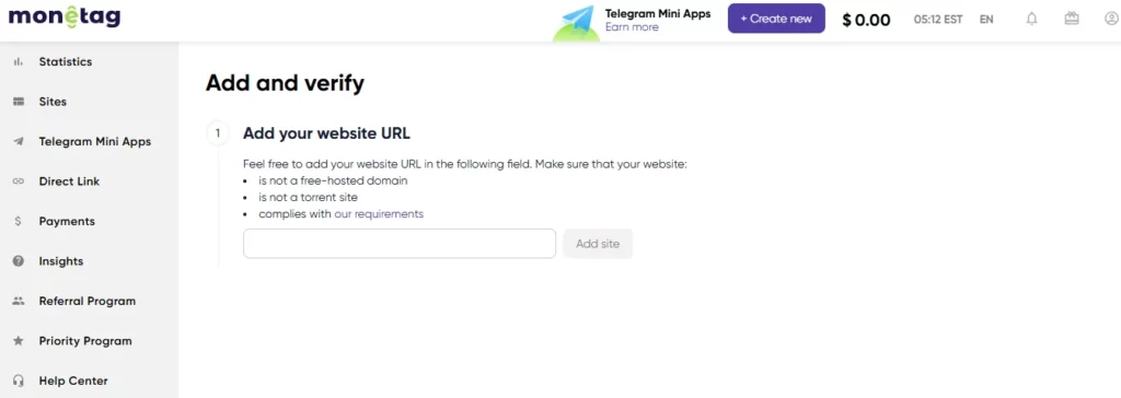 From $0 to $41K Monthly: Complete Monetag Smartlink Traffic Monetization Guide 9 Monetag Account
