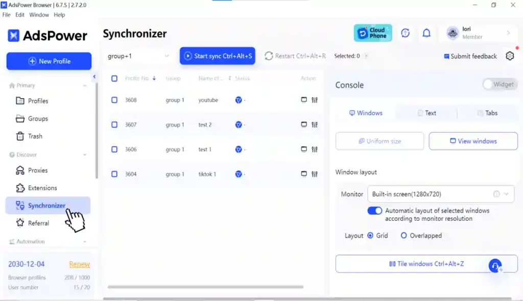 AdsPower Review: Detailed Look at Features and Pricing 2026 10 AdsPower Synchronizer