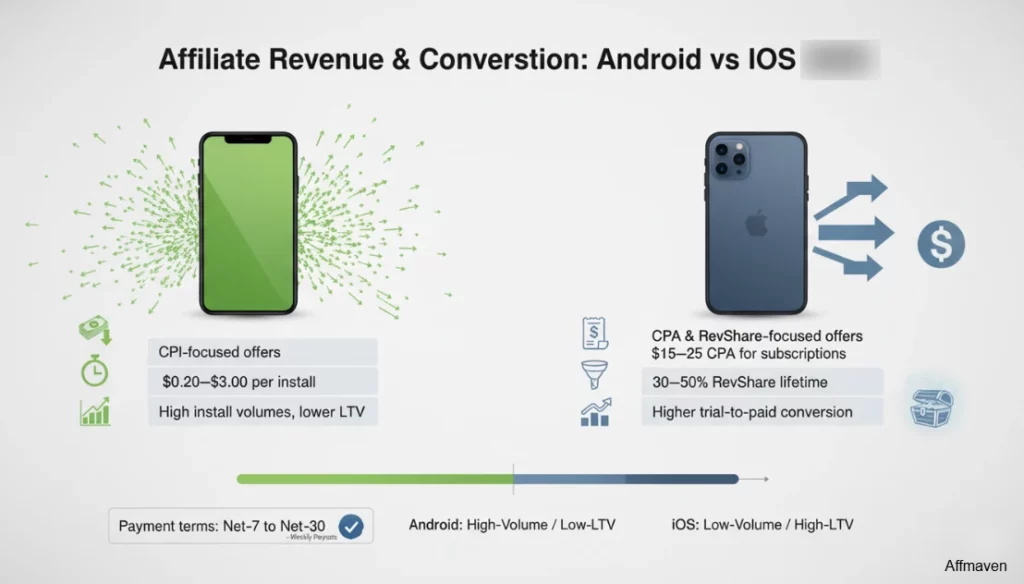 Android vs. iOS: Affiliate Marketing Profit Guide (2026) 5 CPI vs CPA vs RevShare