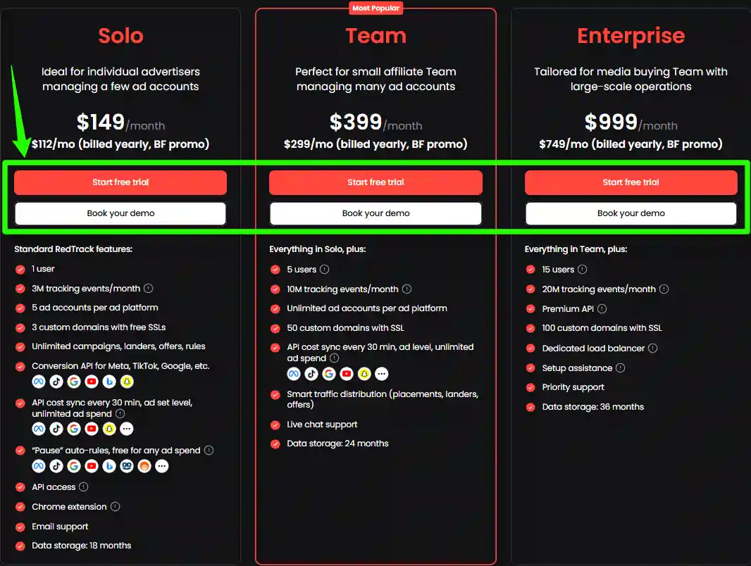 RedTrack Black Friday Deal 2025 → Save 30% on All Plans 8 Choose your RedTrack plan