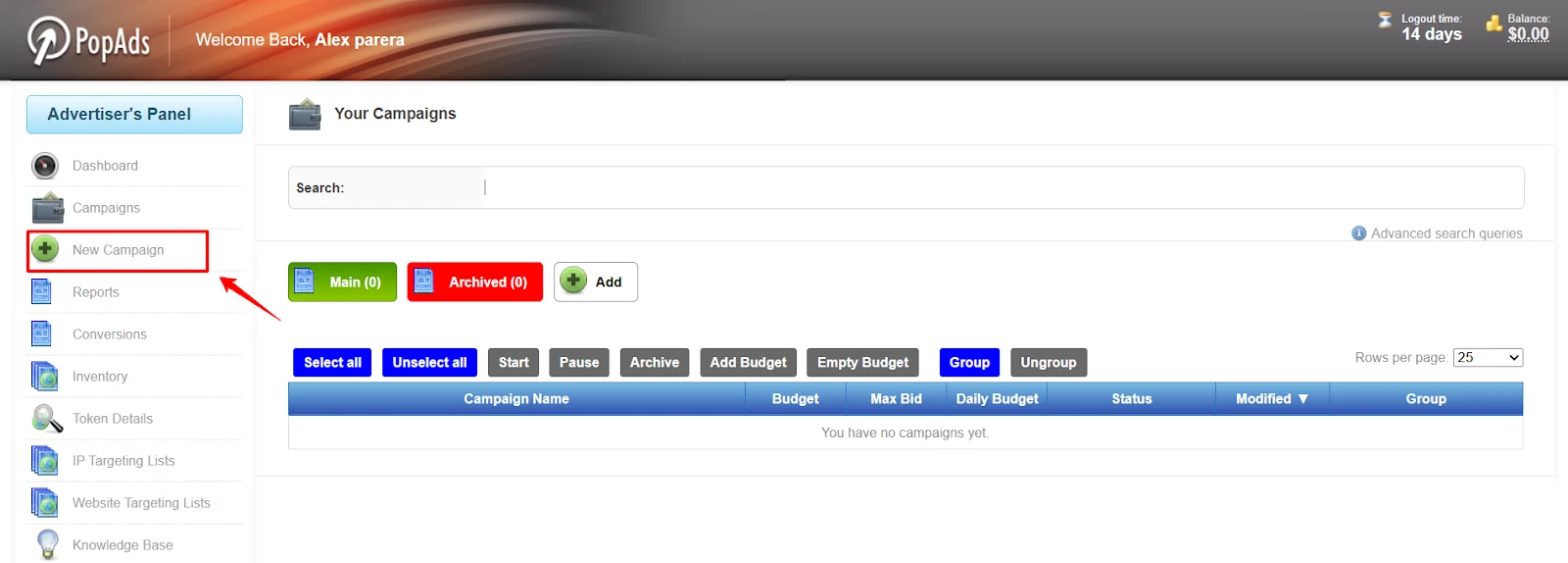 How to Set Up a Profitable PopAds Campaign (Step-by-Step) 4 Click on PopAds Create Campaign