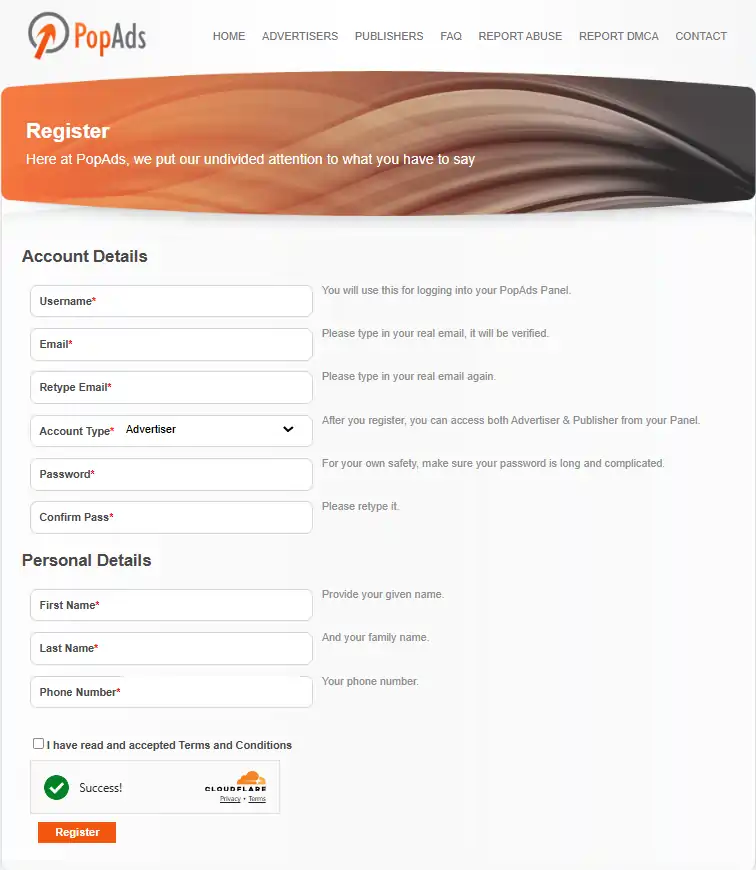 How to Set Up a Profitable PopAds Campaign (Step-by-Step) 3 Create PopAds Advertiser Account
