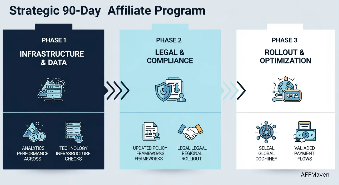 全球覆盖 Affiliate 2026年成功扩张运营蓝图6 三阶段全球发布计划